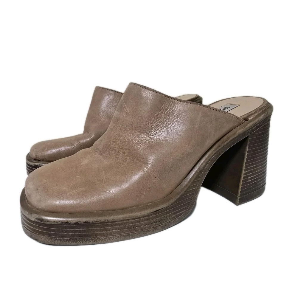 Steve Madden Size 8 Flirtie Platform Mule Clog Brown Leather‎ Chunky Boho Y2K